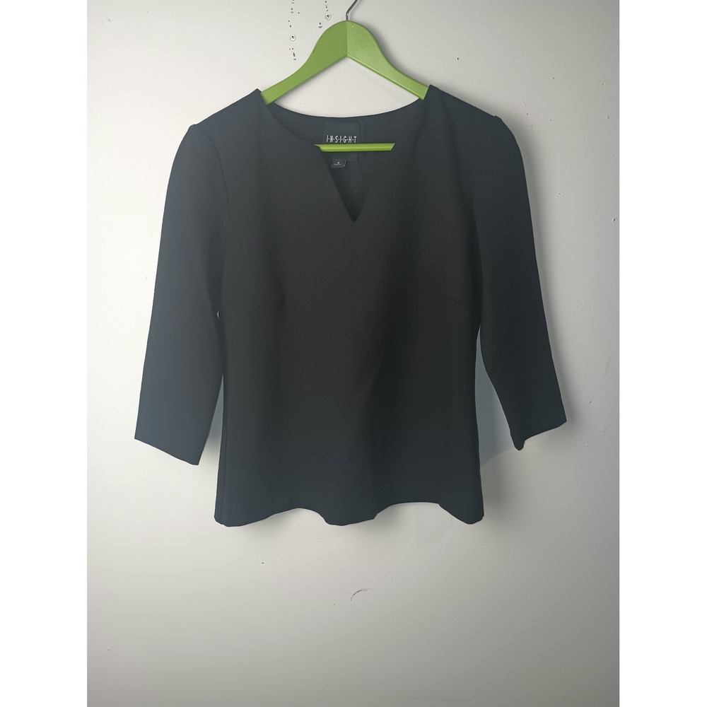 Insight New York Womens Ponte Knit Notched V-Neck 3/4 Sleeve Blouse BC T9022A